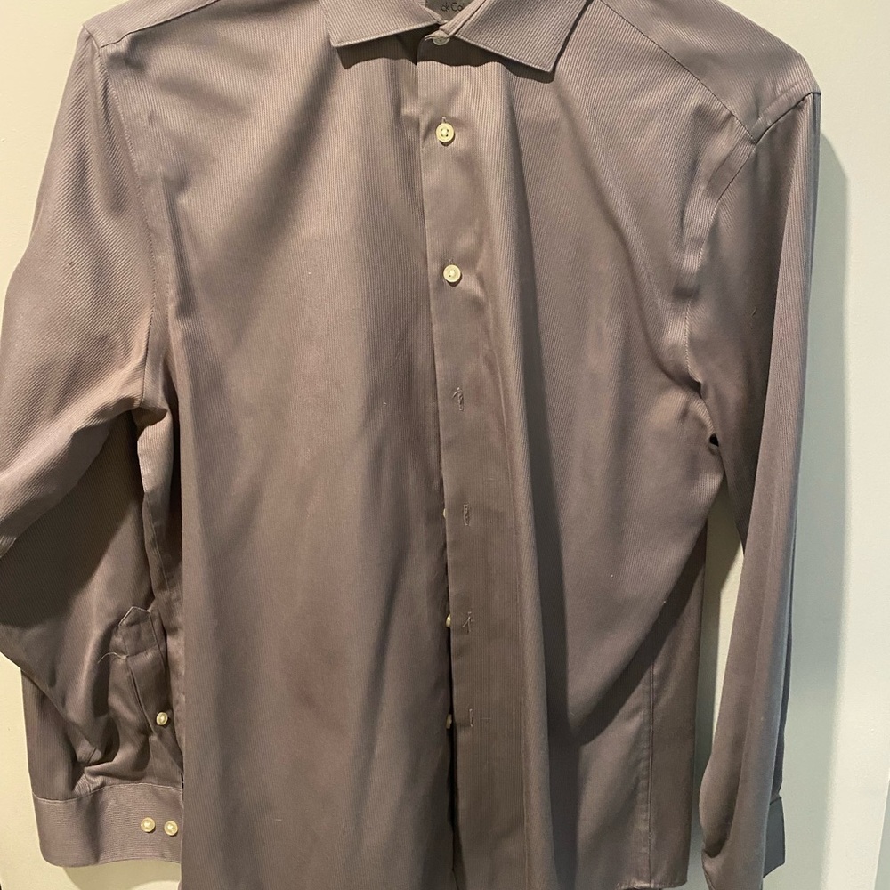 Calvin Klein Gray Dress Shirt Smooth Cotton Blend
